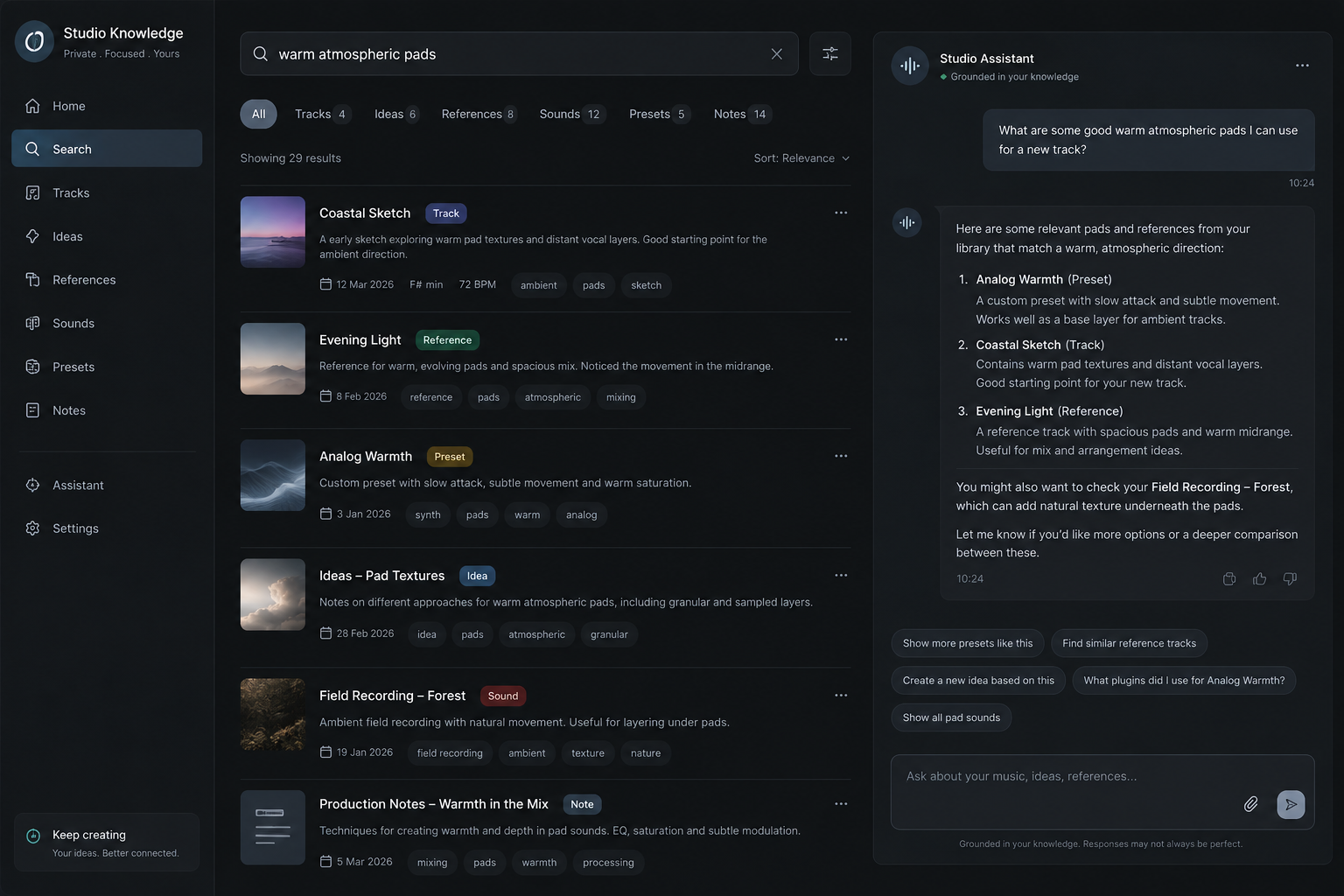 Private Music Knowledge Intelligence System - product screenshot